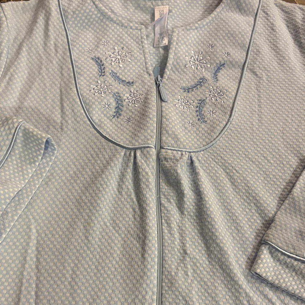Robe womens new size S(4-6) zipper Simply Basic 60% cotton 40% polyester blue